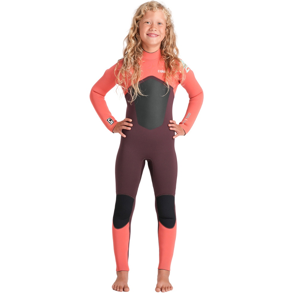 2026 C-Skins Junior Nuwave Legend 4/3mm Back Zip Wetsuit C-NLE43JBZ - Rust / Coral Flame / Blue